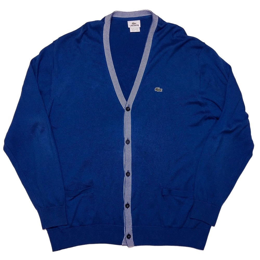 LACOSTE Men's‎ Button Cardigan Sweater Cotton Modern Blue 7 or XL